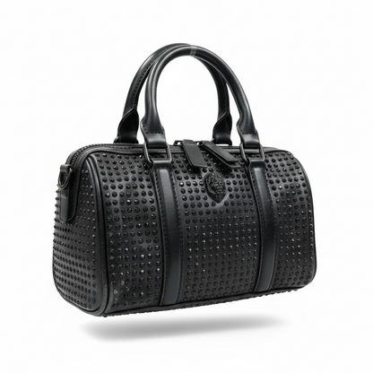 🖤 Kurt Geiger Black Studded Top Handle Bag – Crystal Embellished Mini Boston Bag