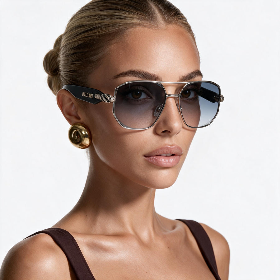 Bvlgari Aviator Sunglasses — Black & Gold