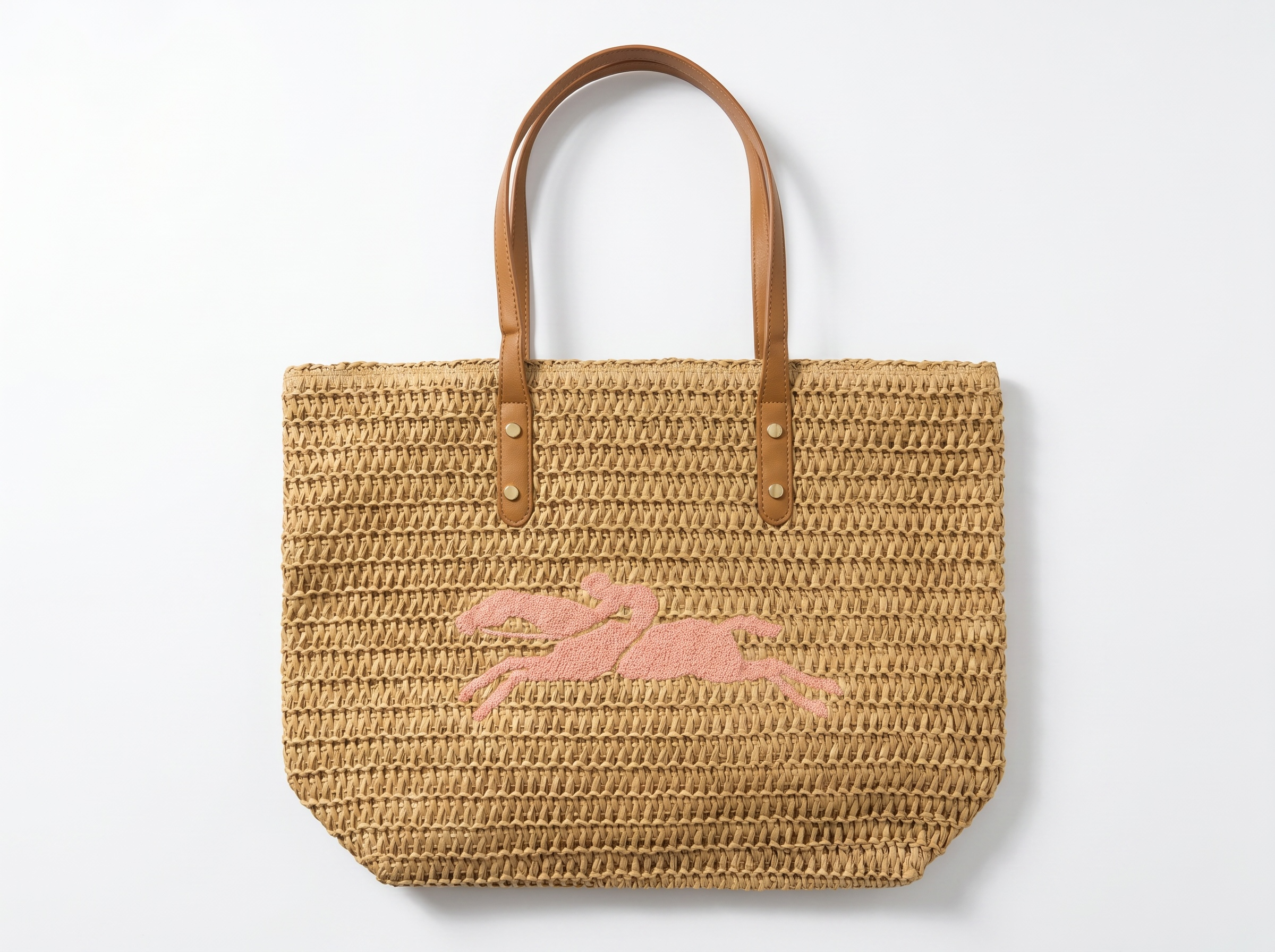 🌸 Riviera Woven Beach Tote Bag – Blush Pink Edition 🌸