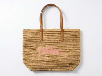 🌸 Riviera Woven Beach Tote Bag – Blush Pink Edition 🌸