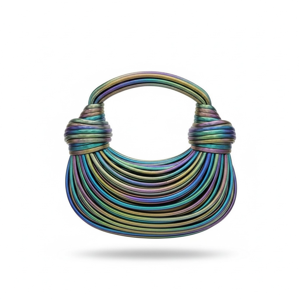 BOTTEGA VENETA Inspired Sculptural Knot Handle Bag – Multicolor Metallic 🌈✨