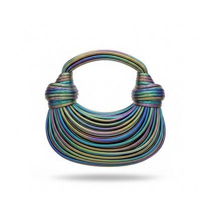 BOTTEGA VENETA Inspired Sculptural Knot Handle Bag – Multicolor Metallic 🌈✨