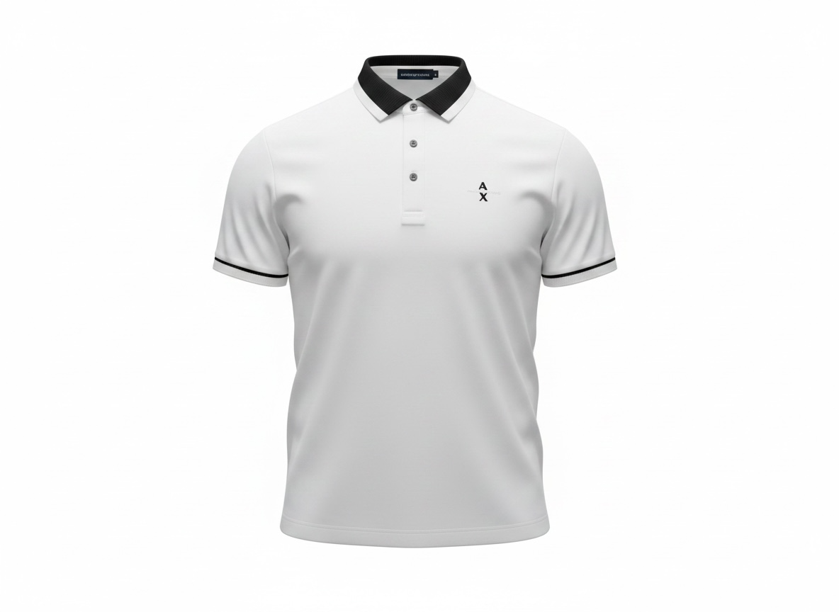 Armani Exchange White Polo Shirt 🤍🖤 Clean Contrast Essential