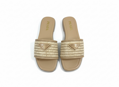 PRADA Raffia Slide Sandals 🤍🌾 | Soft Beige Luxury