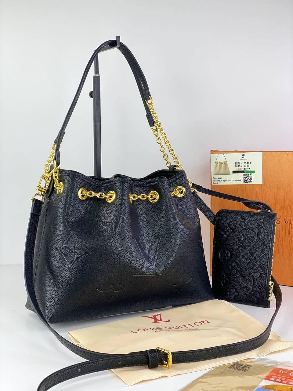 Louis Vuitton Monogram Tote with Gold Chain and Wallet