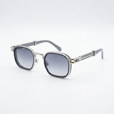 Maybach Luxury Octagonal Sunglasses – Silver Frame with Blue Gradient Lenses