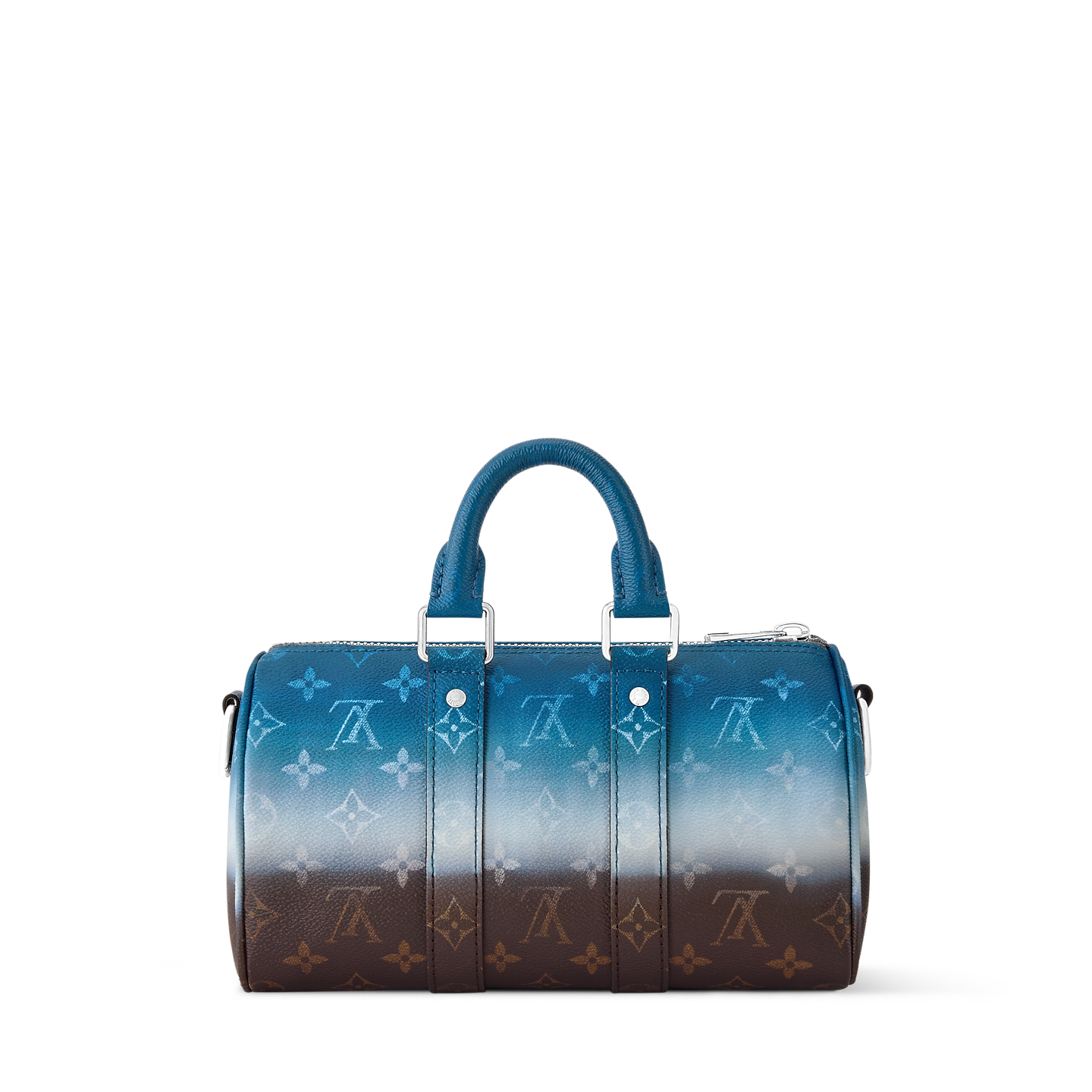 Louis Vuitton blue ombre monogram barrel bag with top handles and detachable strap