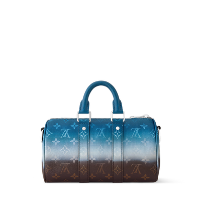 Louis Vuitton blue ombre monogram barrel bag with top handles and detachable strap