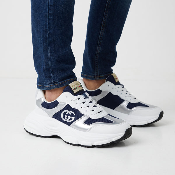 Gucci Chunky Trainer – Navy White Silver 👟