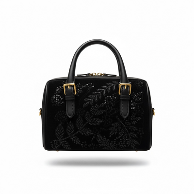 Tory Burch Black Embroidered Top-Handle Bag 🖤✨