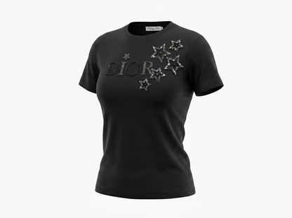 🖤 Dior Crystal Star Logo Cotton T-Shirt