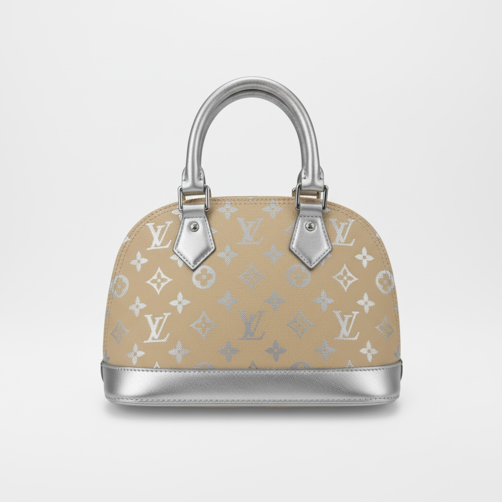 Louis Vuitton Monogram Mini Alma Bag – Beige & Silver Edition ✨🤍