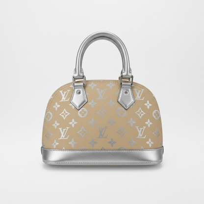 Louis Vuitton Monogram Mini Alma Bag – Beige & Silver Edition ✨🤍