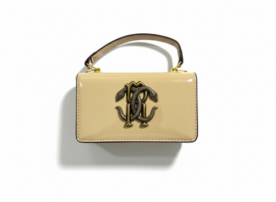 ROBERTO CAVALLI RC Mini Patent Bag – Nude Beige 🤍✨ | Soft Luxury Statement