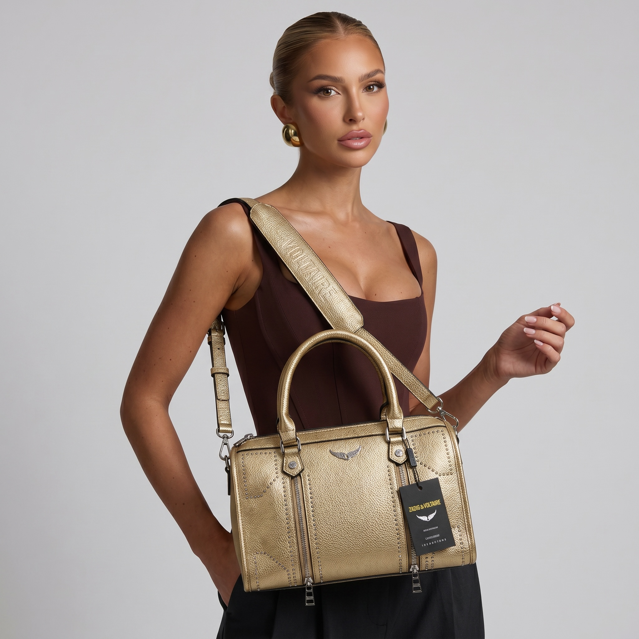 ZADIG & VOLTAIRE Voltaire Metallic gold  Bag ✨🩶 | Luxe Statement Piece
