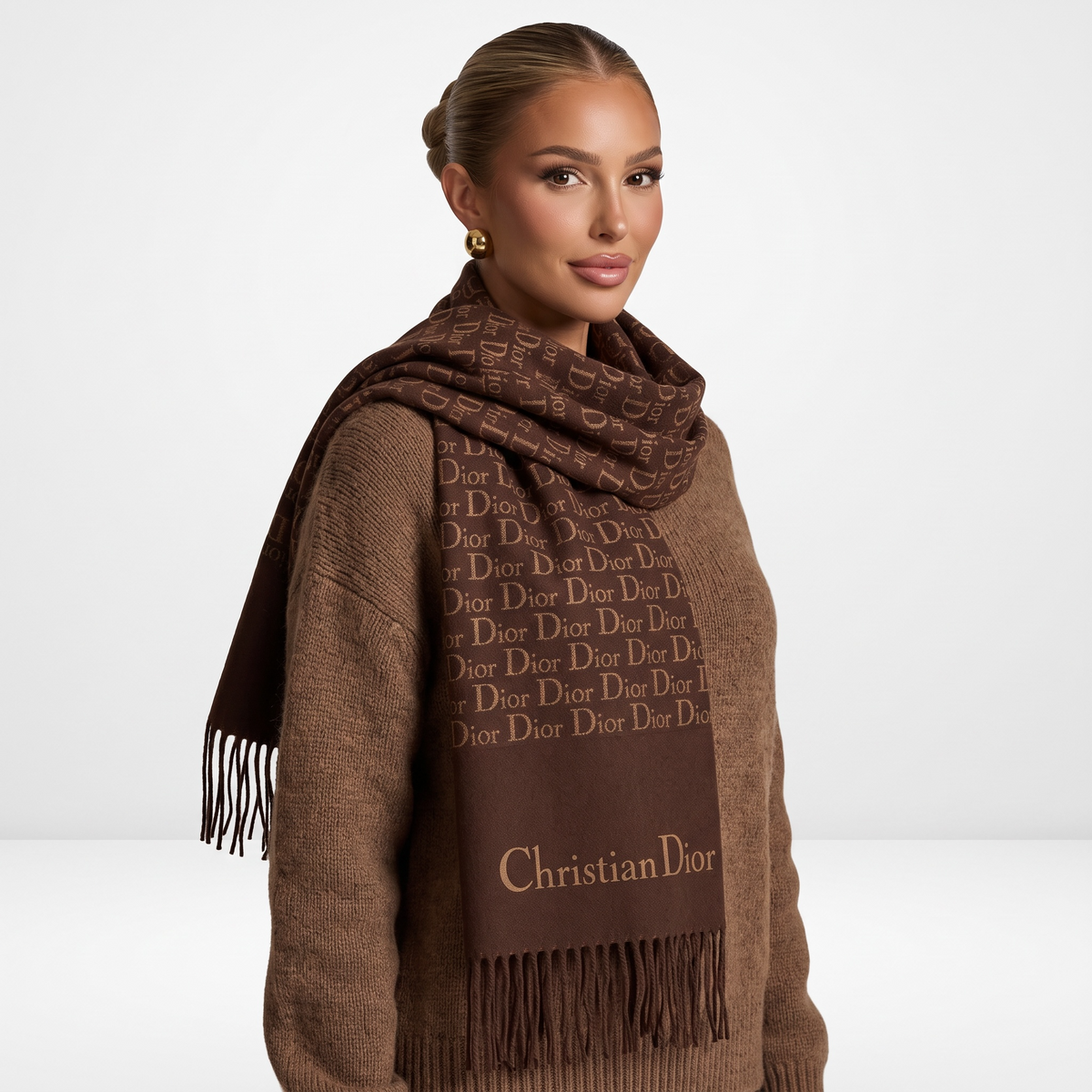 Dior Double-Face Luxury Scarf 🤎 | Reversible Monogram Shawl with Tassels