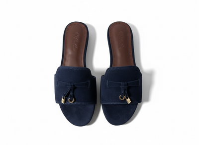 LORO PIANA Style Navy Suede Slides 💙✨ | Elegant Minimal Edition