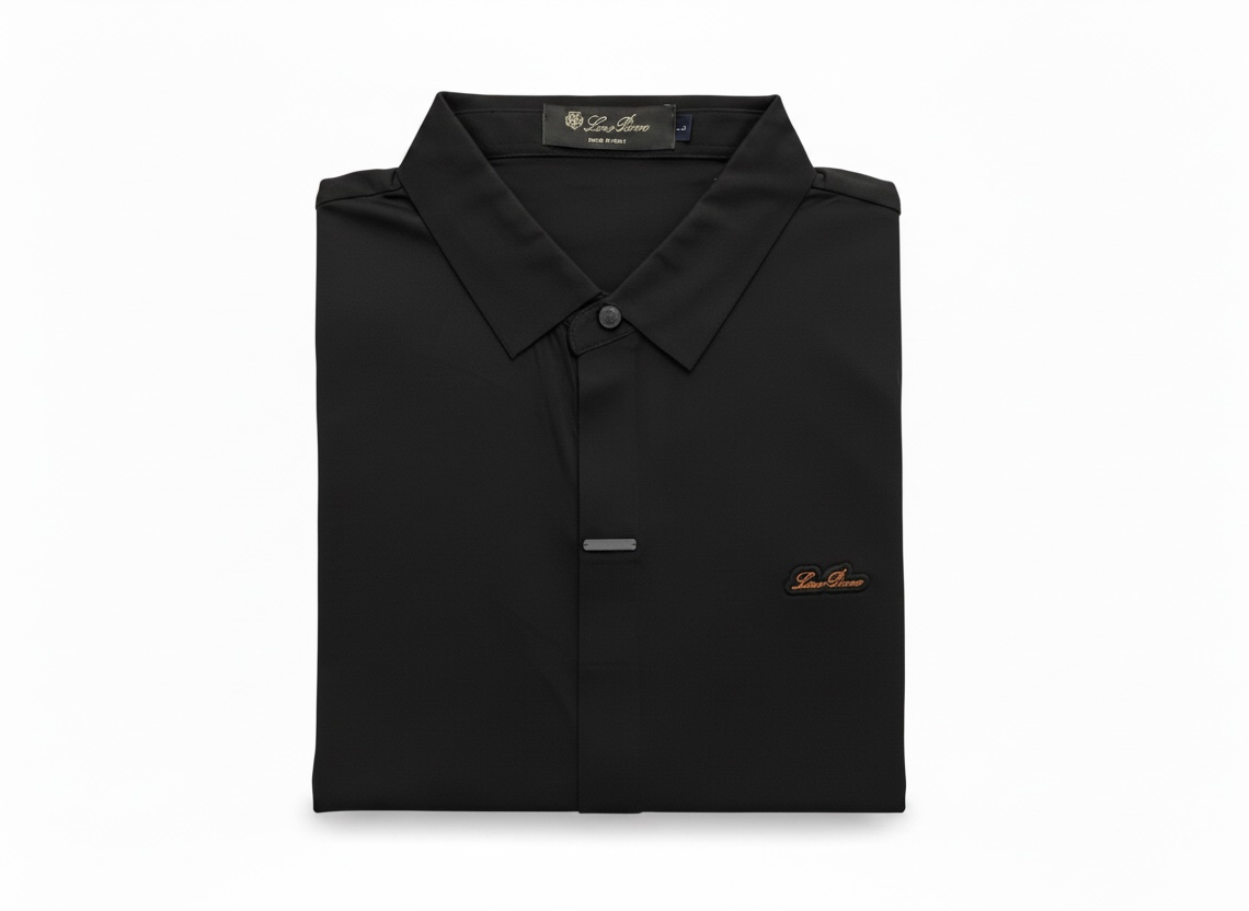 Loro Piana Black Minimal Polo Shirt 🖤✨ Modern Luxury Fit