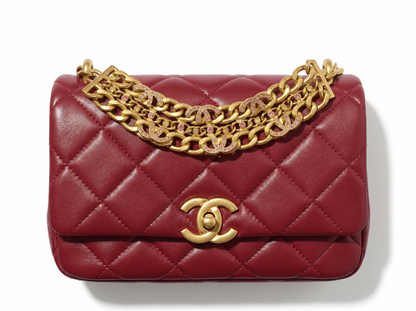 ❤️ Chanel Burgundy Crystal Chain Flap Bag ❤️