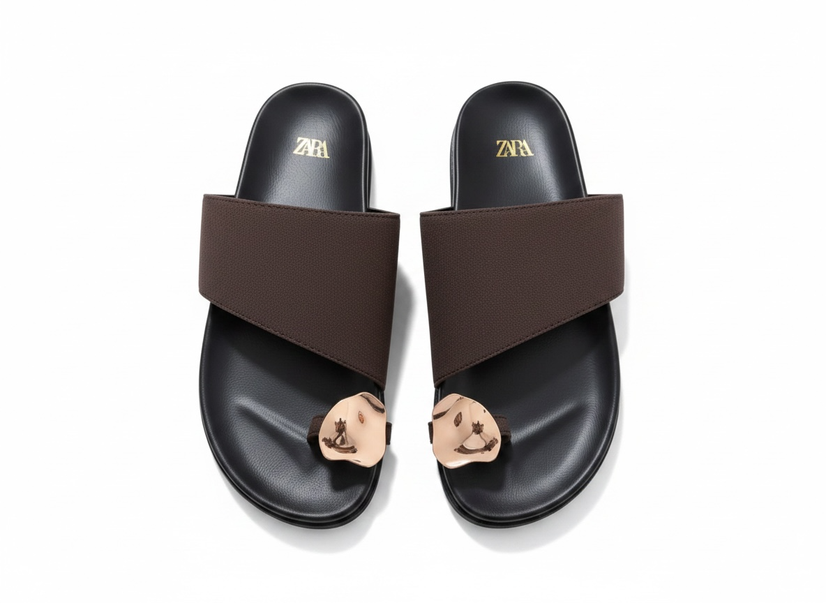 Zara Minimal Toe-Ring Slide Sandals 🤎✨