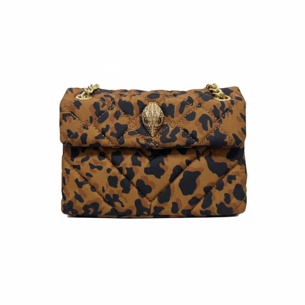 🐆 Kurt Geiger Leopard Quilted Chain Bag – Statement Animal Print Shoulder Bag