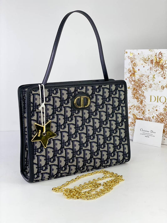 Dior Book Tote Bag in Oblique Canvas with Gold Accents