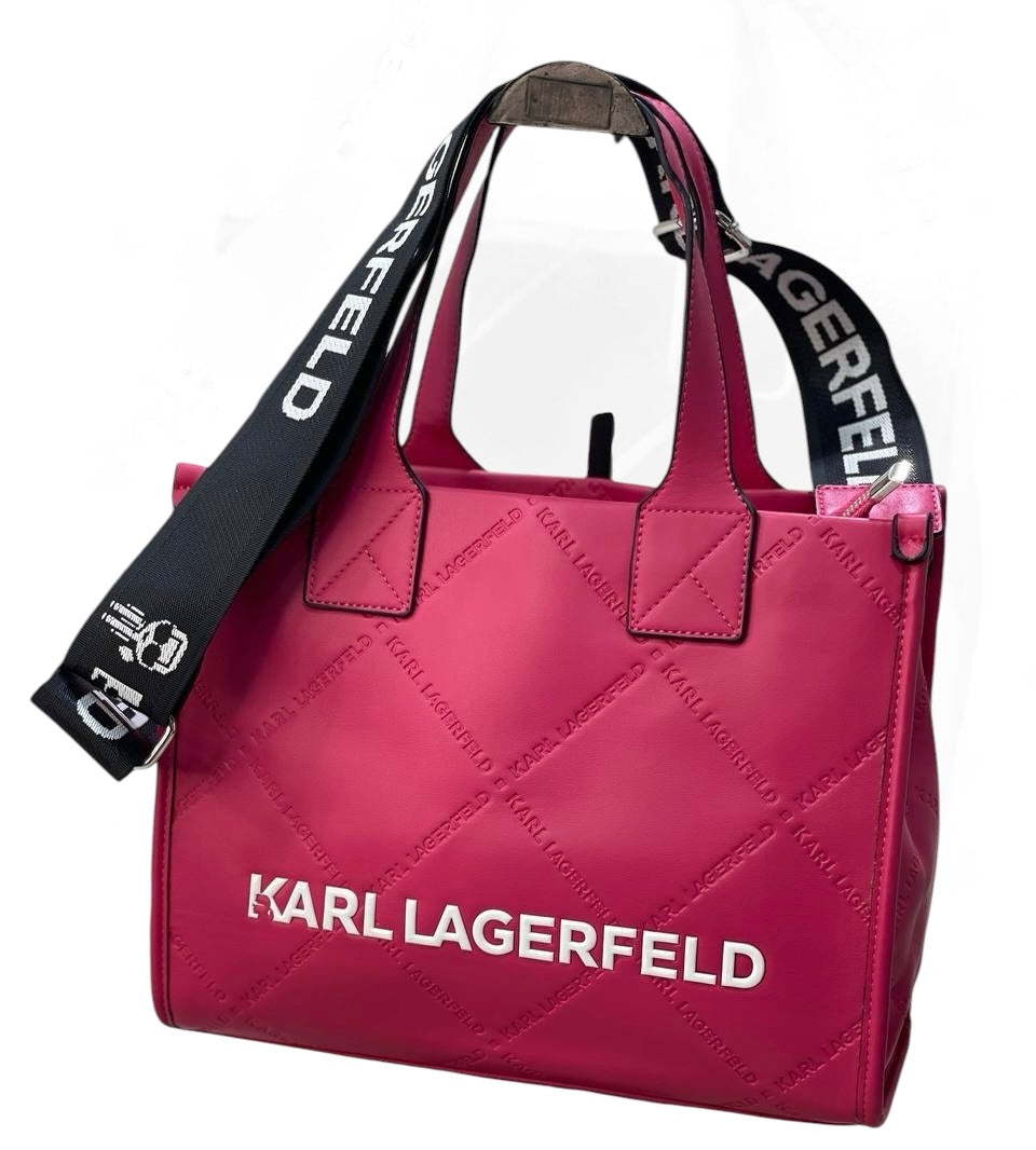 Karl Lagerfeld Tote Bag with Bold Logo and Pink Accent