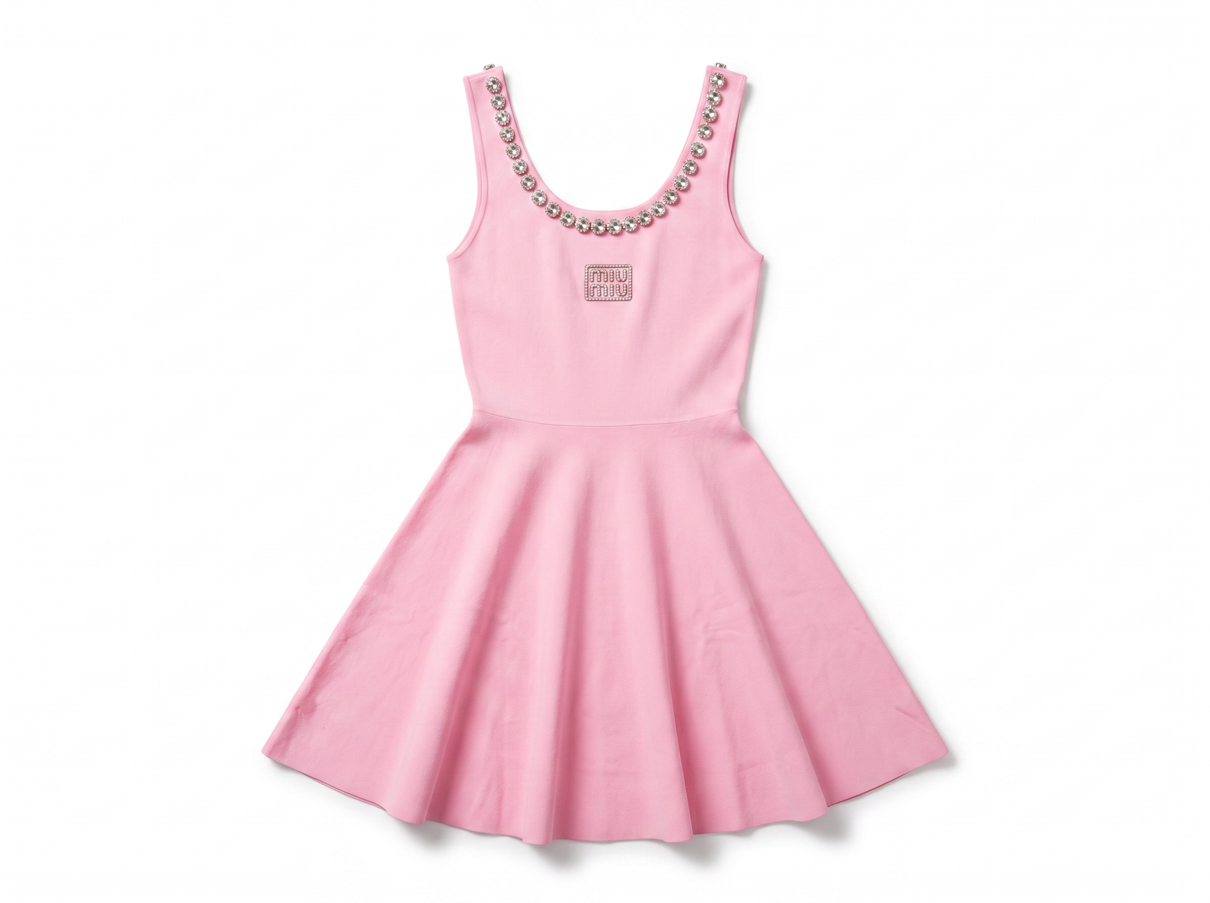 Miu Miu Crystal Embellished Pink Mini Dress 💎✨one size