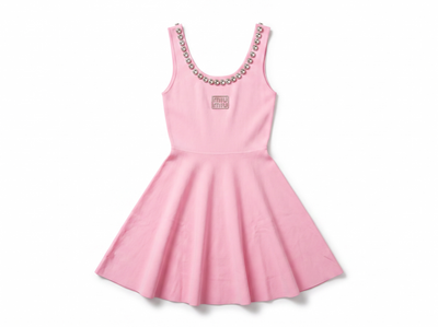 Miu Miu Crystal Embellished Pink Mini Dress 💎✨one size