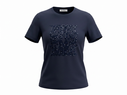 Max Mara Navy Sequin Logo T-Shirt 💙✨