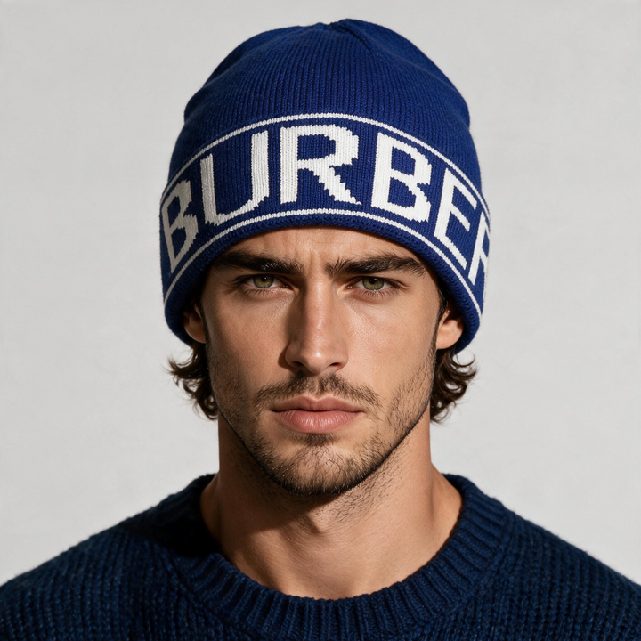 Burberry Knit Beanie — Navy Blue