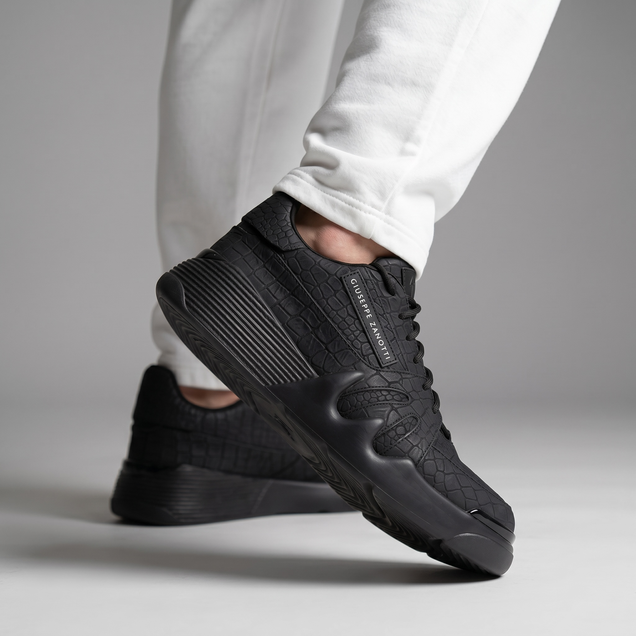 🖤 Giuseppe Zanotti Croc-Texture Luxury Sneakers 👟🔥