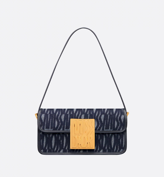 Miss Dior Baguette Bag in Blue Jacquard with Gold Hardware