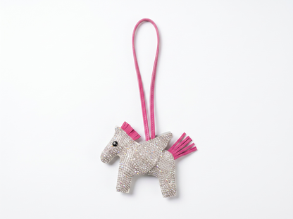 HERMÈS Rodeo Horse Charm 🐎✨ | Crystal Luxury Bag Accessory in Pink & Silver