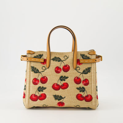 🍒 Valentino Cherry Embroidered Tote Bag – Beige