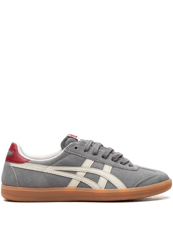 Onitsuka Tiger grey suede low-top trainer with cream stripes and gum sole
