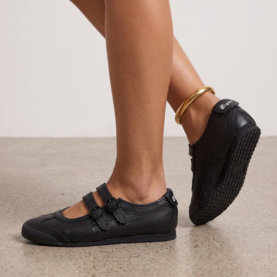 Onitsuka Tiger black Mary Jane sneakers with double buckle straps and textured rubber sole