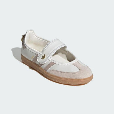 adidas Samba Mary Jane white pink with gum sole and heart charm