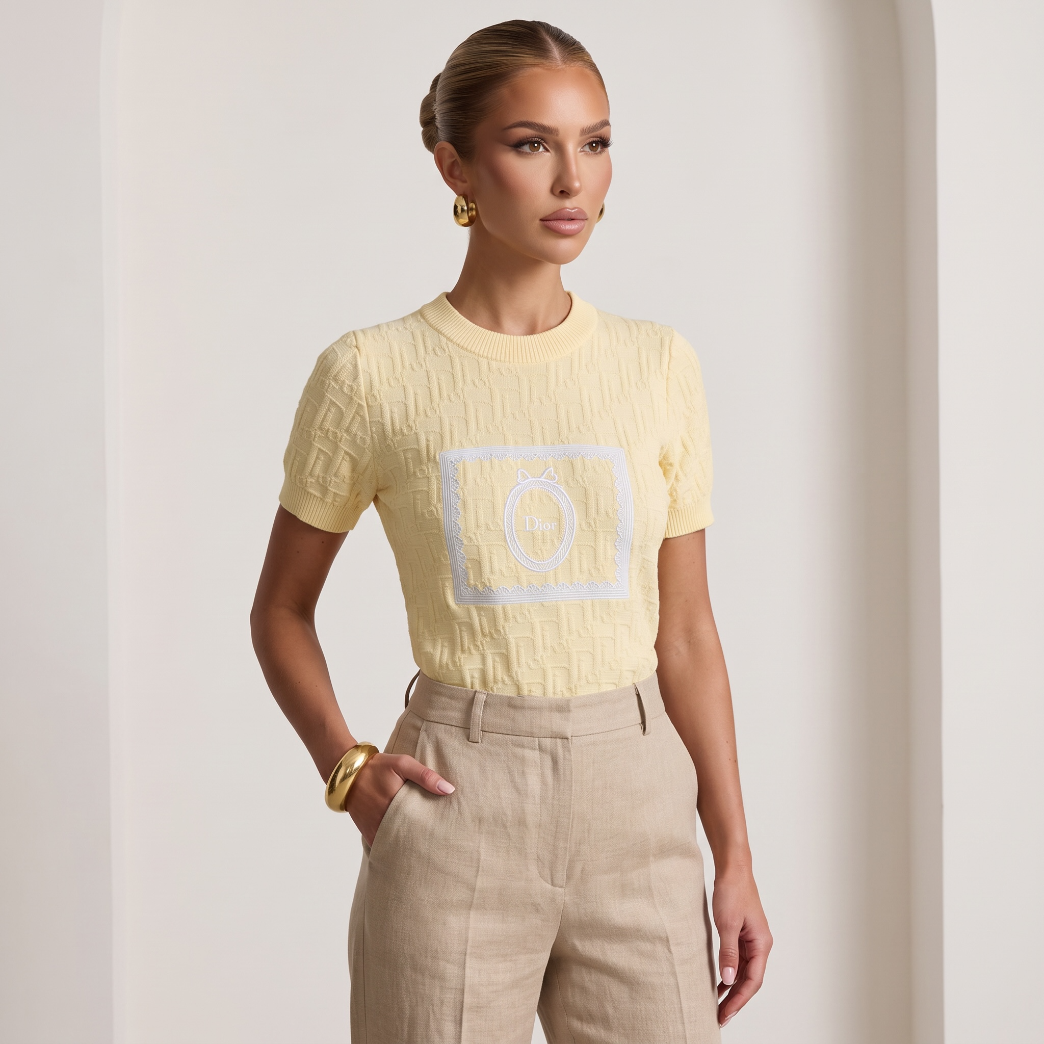 🤍 Dior Oblique Medallion Knit Top | One Size