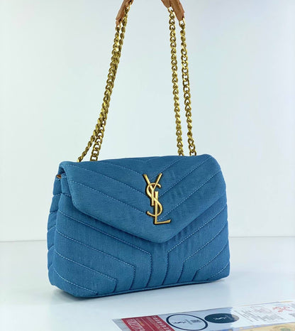 Saint Laurent LouLou Mini Bag in Blue Canvas