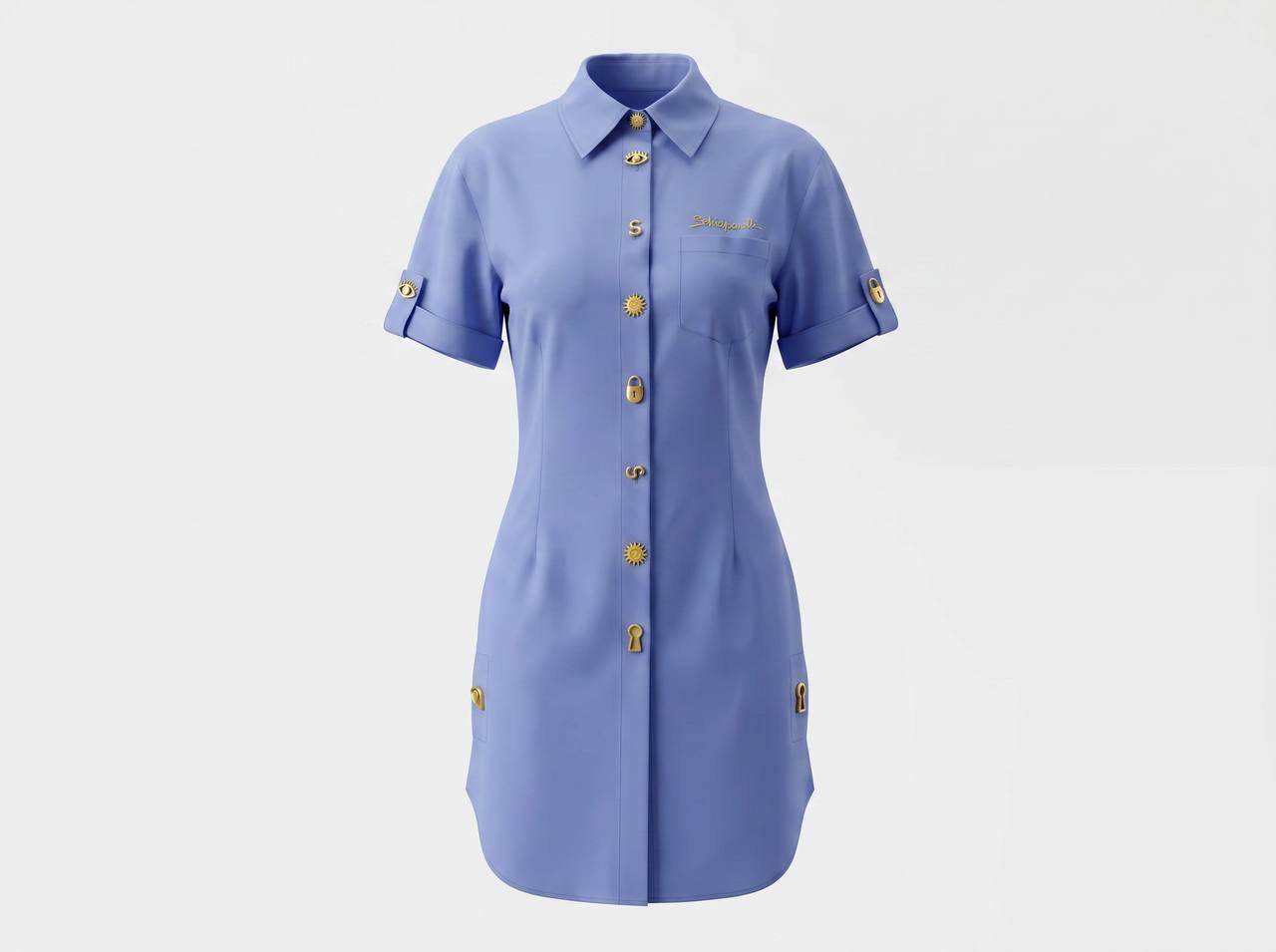 💙 Schiaparelli Embellished Poplin Shirt Dress