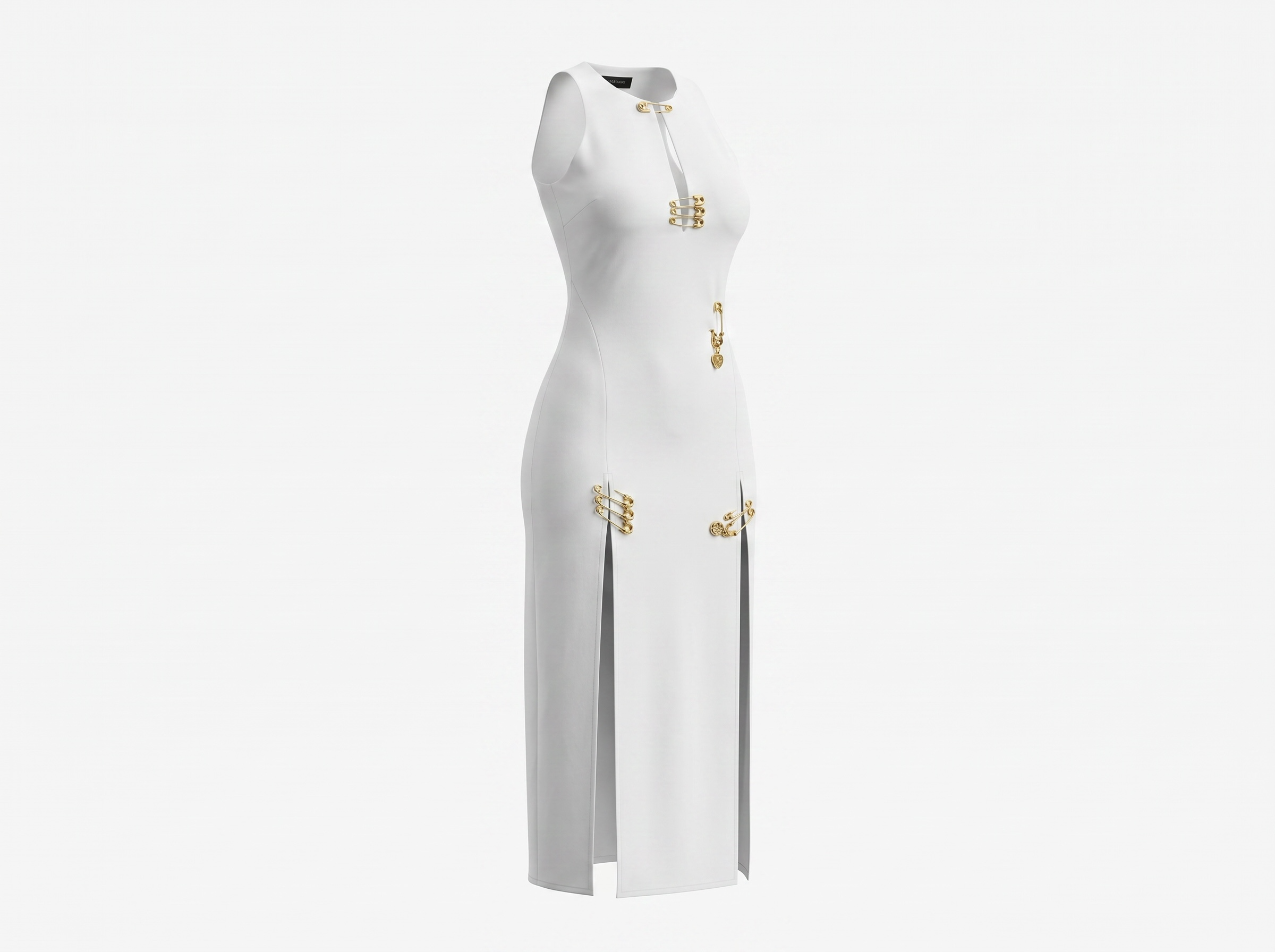 Versace White Safety Pin Maxi Dress 🤍✨