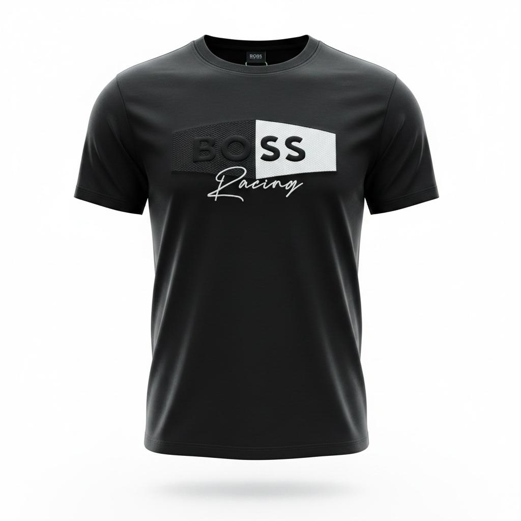 HUGO BOSS Racing Black Graphic T-Shirt 🖤🏁 Sport Luxe Edition