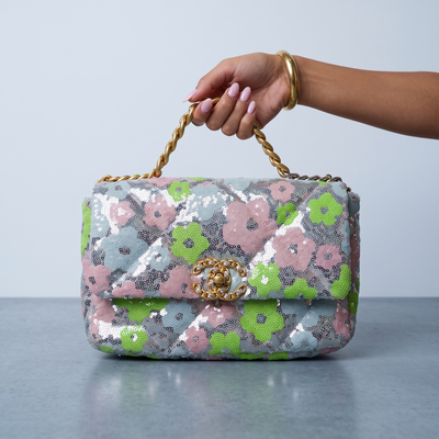 Chanel Sequin Flap – Pastel Floral Chain 👜✨