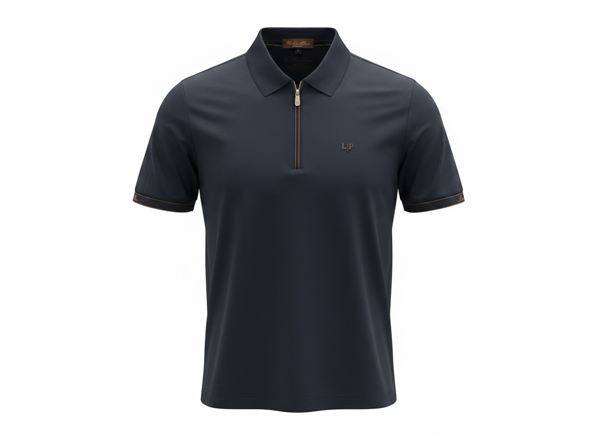 Loro Piana Navy Zip Polo Shirt 🔵✨ Luxury Half-Zip Signature Fit