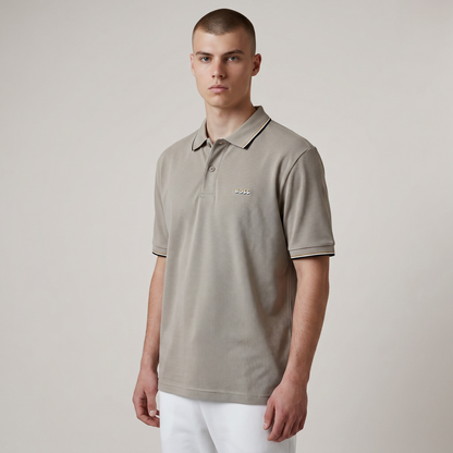 🤍✨ Hugo Boss Beige Luxury Polo Shirt – Timeless Smart Casual Essential 👔🔥
