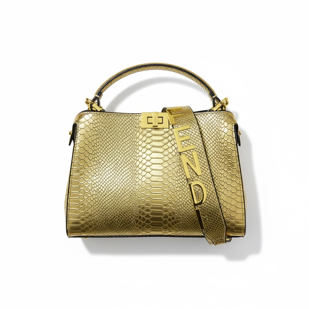 Fendi Gold Snake-Embossed Handbag ✨👑 | Luxury Statement Bag