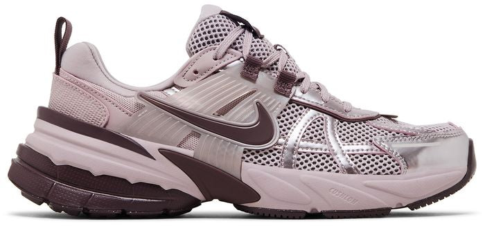 Nike dusty pink metallic chunky runner sneaker with mesh upper and rubber outsole