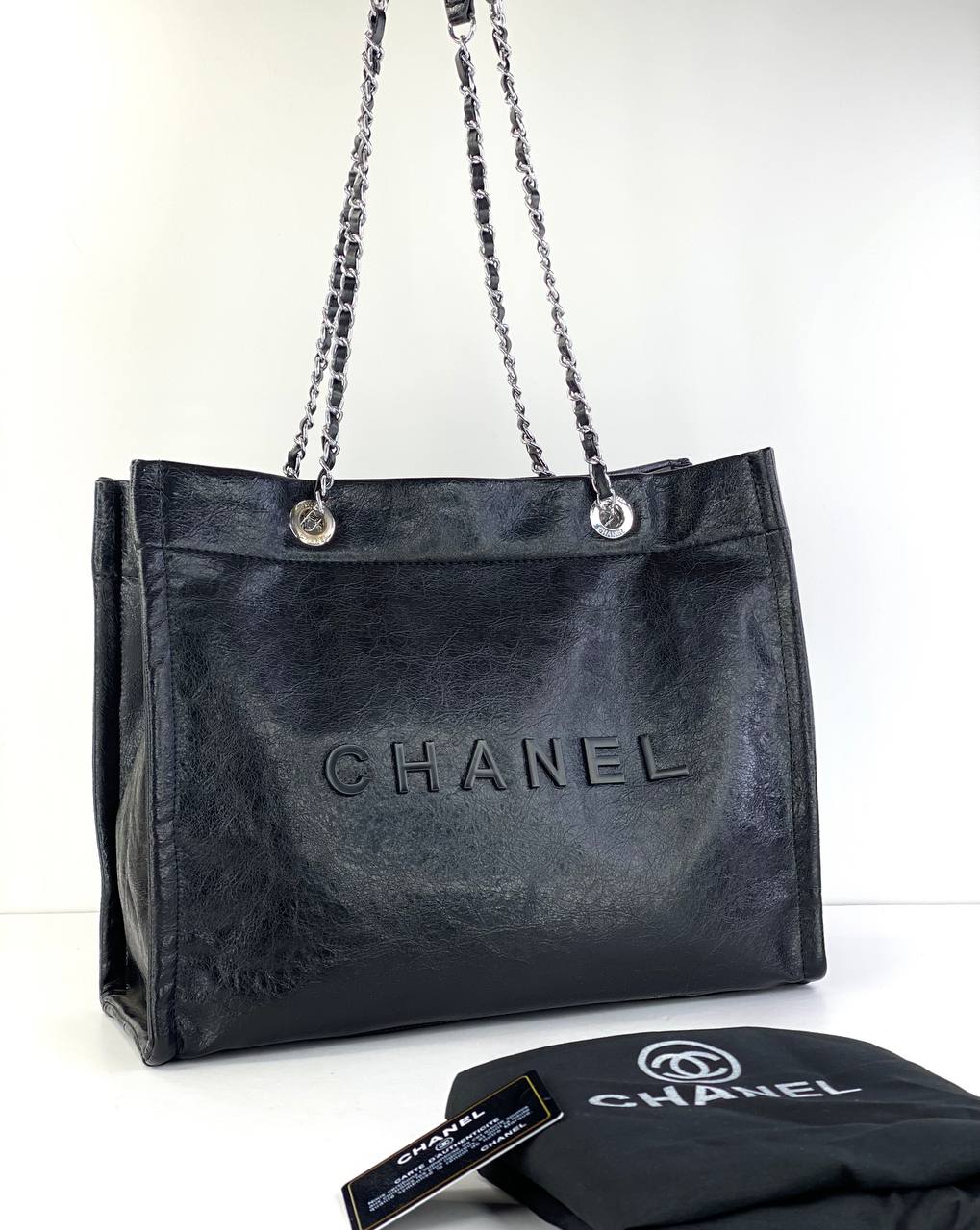 Chanel Black Calfskin Leather Tote Bag