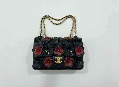 Chanel Camellia Floral Chain Bag – Black & Burgundy 🌺🖤